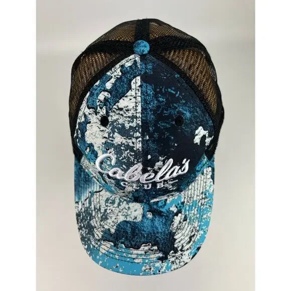 Cabela's Club Blue Camo Baseball Cap Hat Outdoors Hunting Fishing Snapback - Picture 4 of 9